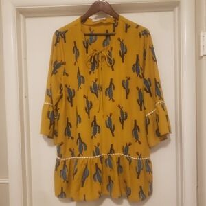 Giddy Up Glamour Women's Tunic 2XL‎ Yellow Cactus